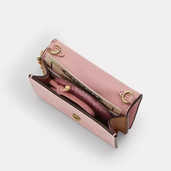 Coach Mini Wallet On A Chain In Signature Canvas With Charms (Powder pink) - Picture 11 of 12